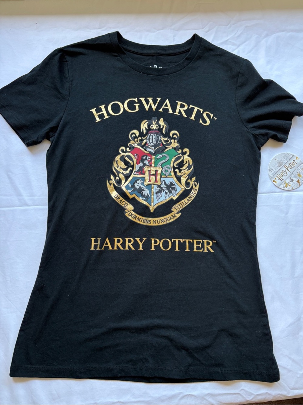 NWT Universal Studios Black Harry Potter Logo Tee with gold metallic logo
